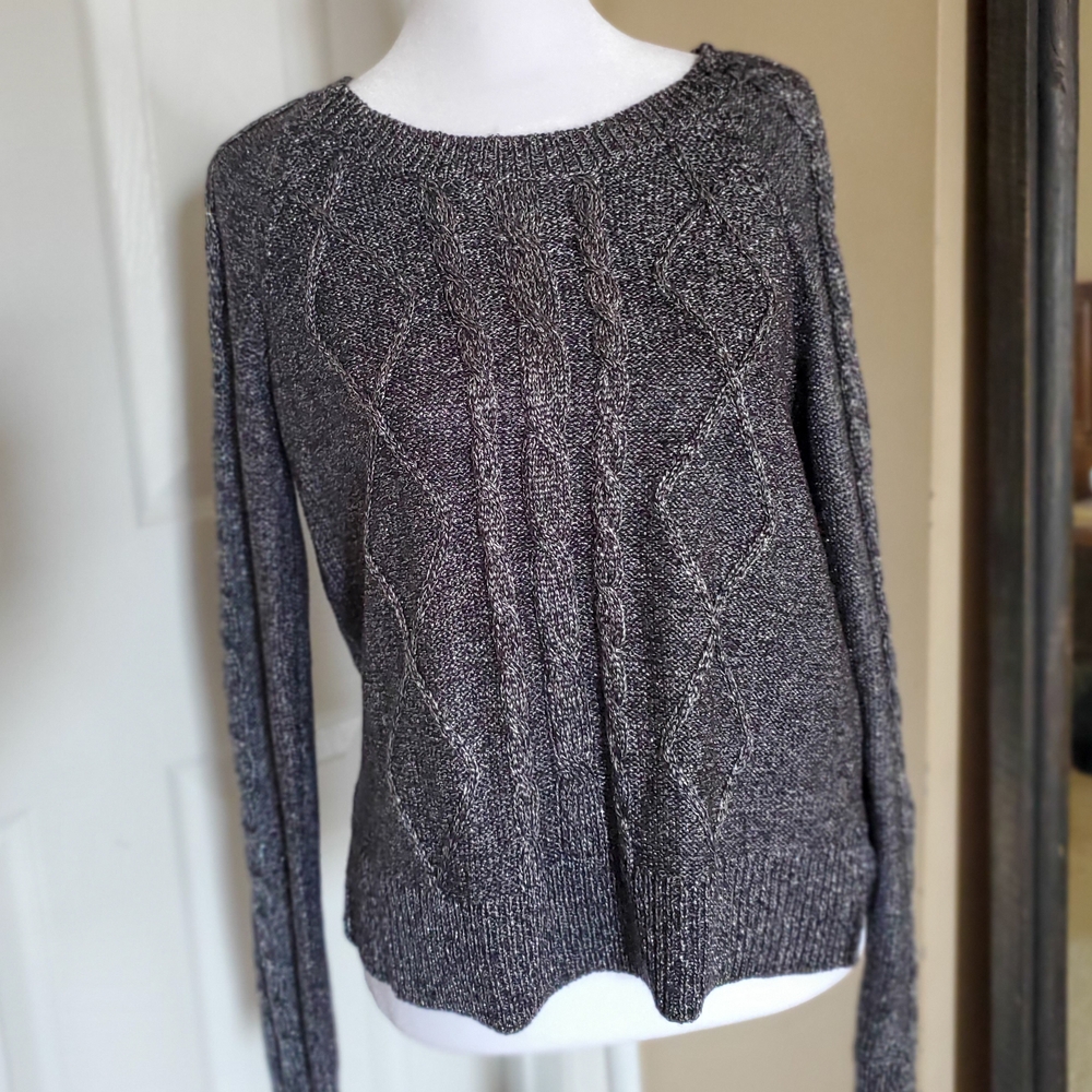 Gray Cable Knit Women's Sweater